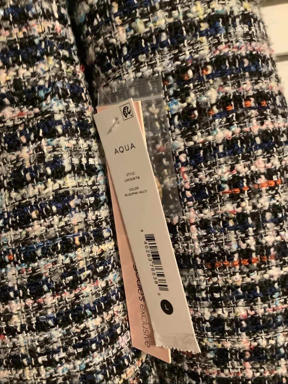 NWT! Aqua / Bloomingdale’s Multicolor Tweed Blazer with Gold Buttons